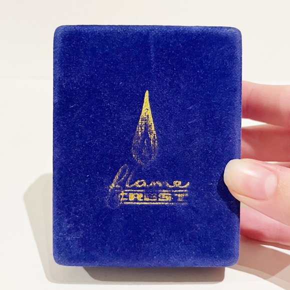 Vintage Flame Crest Electric Light Gold Tone Metal Star Blue Velvet Case Box - Picture 9 of 10